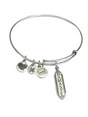 Alex and Ani Namaste Charm Silver Tone Expandable Bangle Bracelet